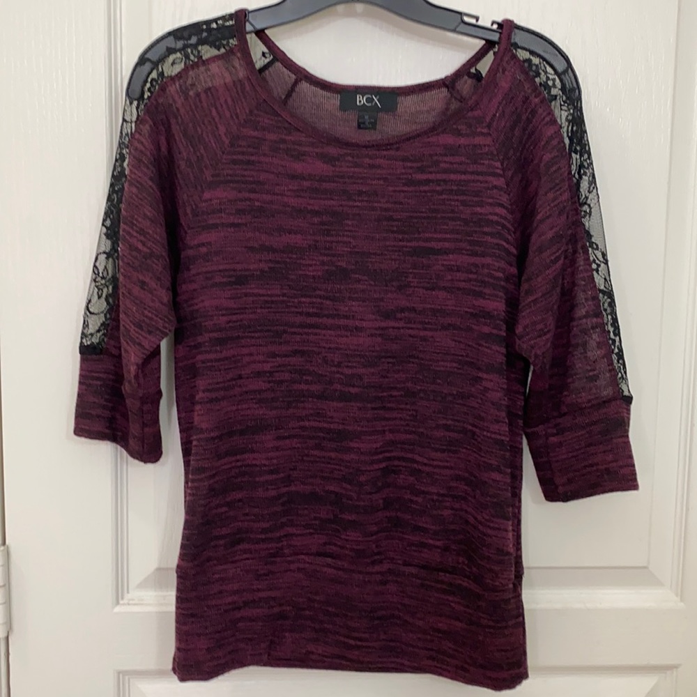 BCX Maroon Black 3/4 Sleeve Size Medium